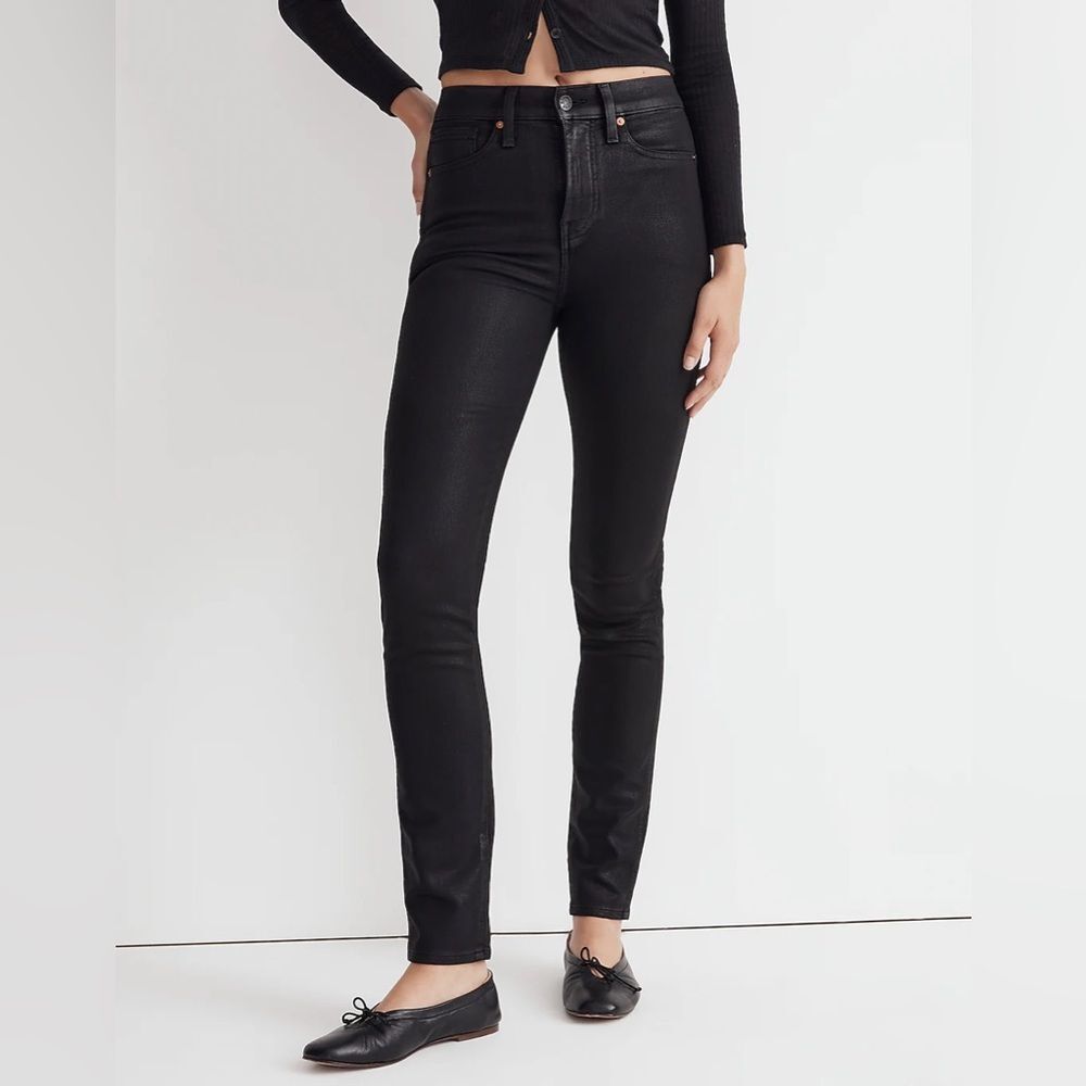 Madewell NWT Coated Edition Stovepipe Jeans Size 23 in True Black Wash
